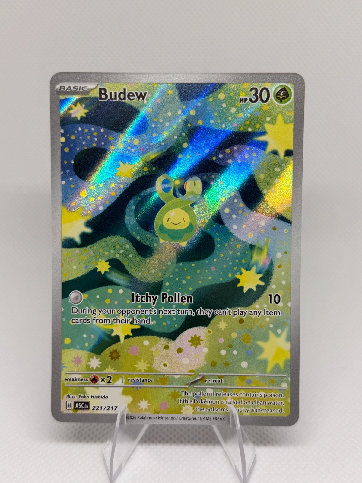 Budew 221/217 Me: Ascended Heroes Pokemon Full Art Holo Near Mint
