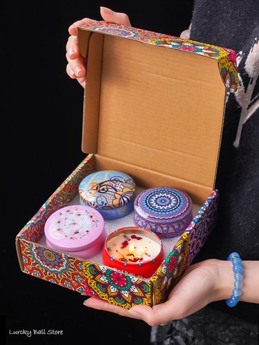 4pcs Scented Soy Candle Jars with Crystal Stones & Dried Flowers, Smokeless Home - Picture 11 of 24