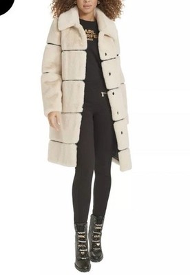 KARL LAGERFIELD Paris Faux Fur Faux Leather XL Coat USPS priority ship inc
