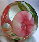 Small Murano Style Glass Paperweight 3 Colorful Flowers Floral — photo 2