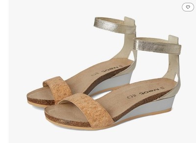 Naot Pixie Cork Leather Cork /Gold /Silver Ankle Strap Leather Sandal Sz 10