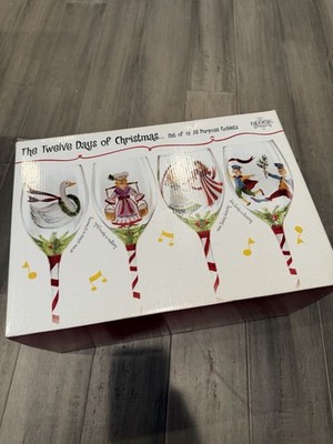 Block Twelve Days of Christmas Goblets Hand Painted Decorated Wine Glasses  for sale online | eBay