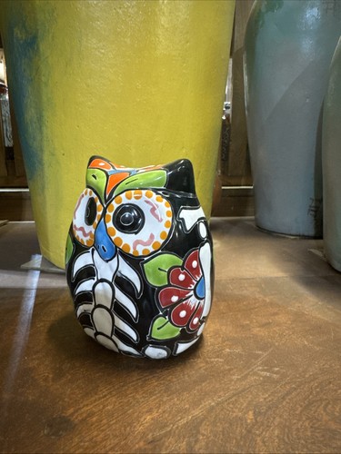 Figura messicana Talavera gufo animale giorno dei morti arte ceramica 5" - Foto 5 di 6
