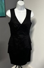 Vince Camuto Women’s 2 Black Dress Sleeveless Peplum Fitted Zipper Staple LBD