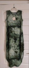 Anrabess Womens New Green Tie Dye Maxi T Shirt Tank Dress Round Hem Med