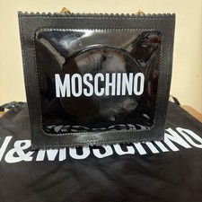 Borsa a tracolla H&M MOSCHINO in pelle verniciata nera usata Giappone usata c...