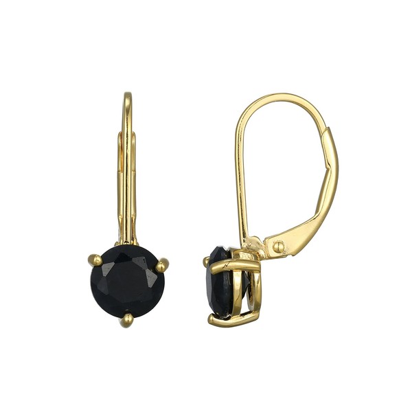 Cavill Schwarze Saphir Ohrringe Damen 925 Silber Vergoldet 1,65Ct Rund-image