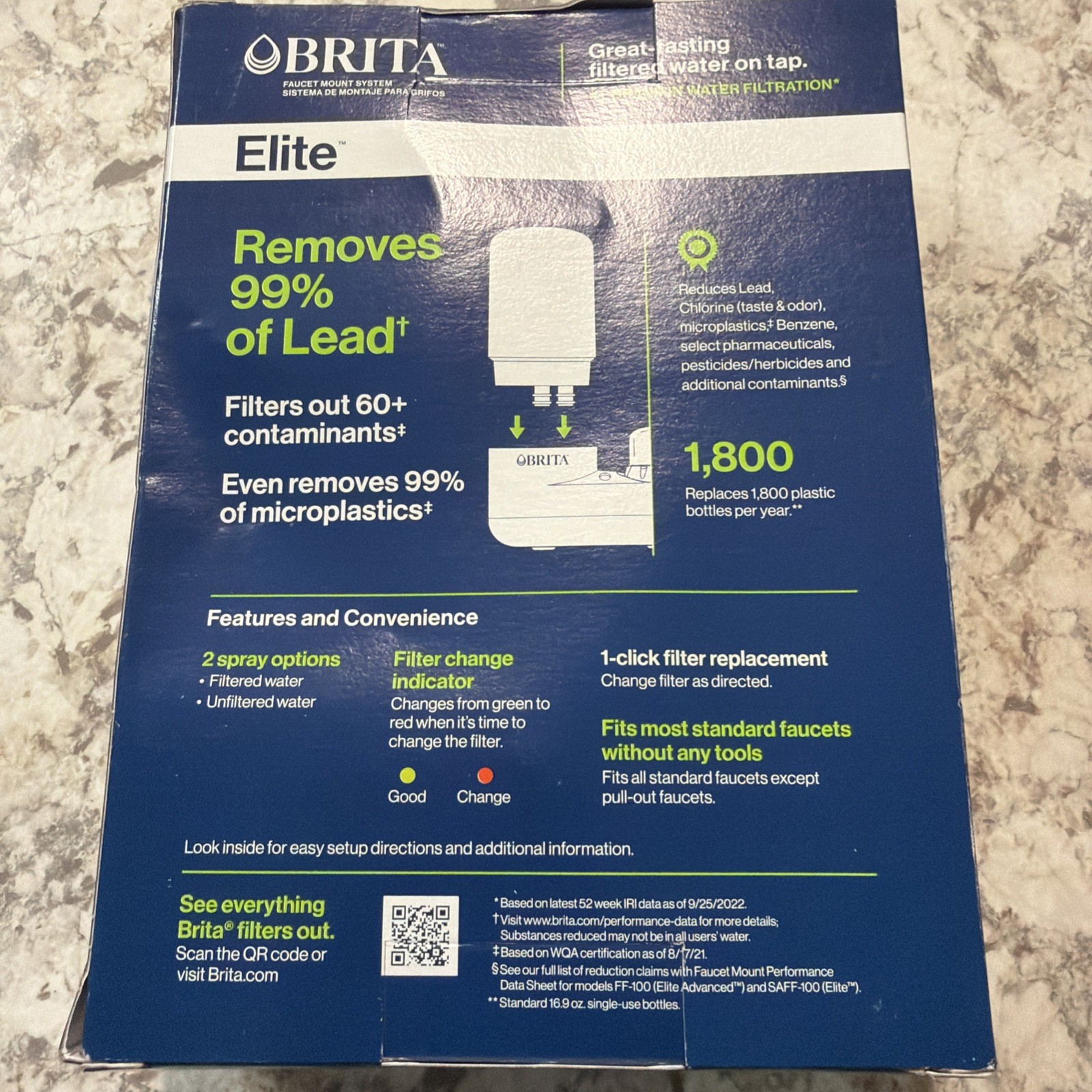 Brita 35618 On Tap Faucet Mount 1 Liter Water Chrome Filter System