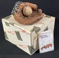 Vintage S.S. Sarna Brown Baseball Glove Ball Heavy Resin Decor 1998 w/Box