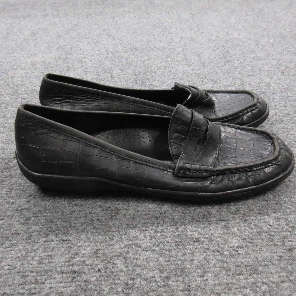 Lauren Ralph Lauren Shoes Womens Size 9 Croc Embossed Loafers Leather Flats - Image 2 of 4