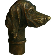 Victorian Antique Walking Stick handle with Bronze Dog Head Walking Stick handle
