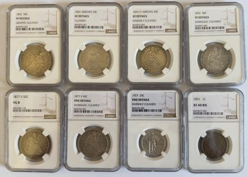 Lot of Half Dollars - Capped, Seated, Barber, Walkers - NGC Graded