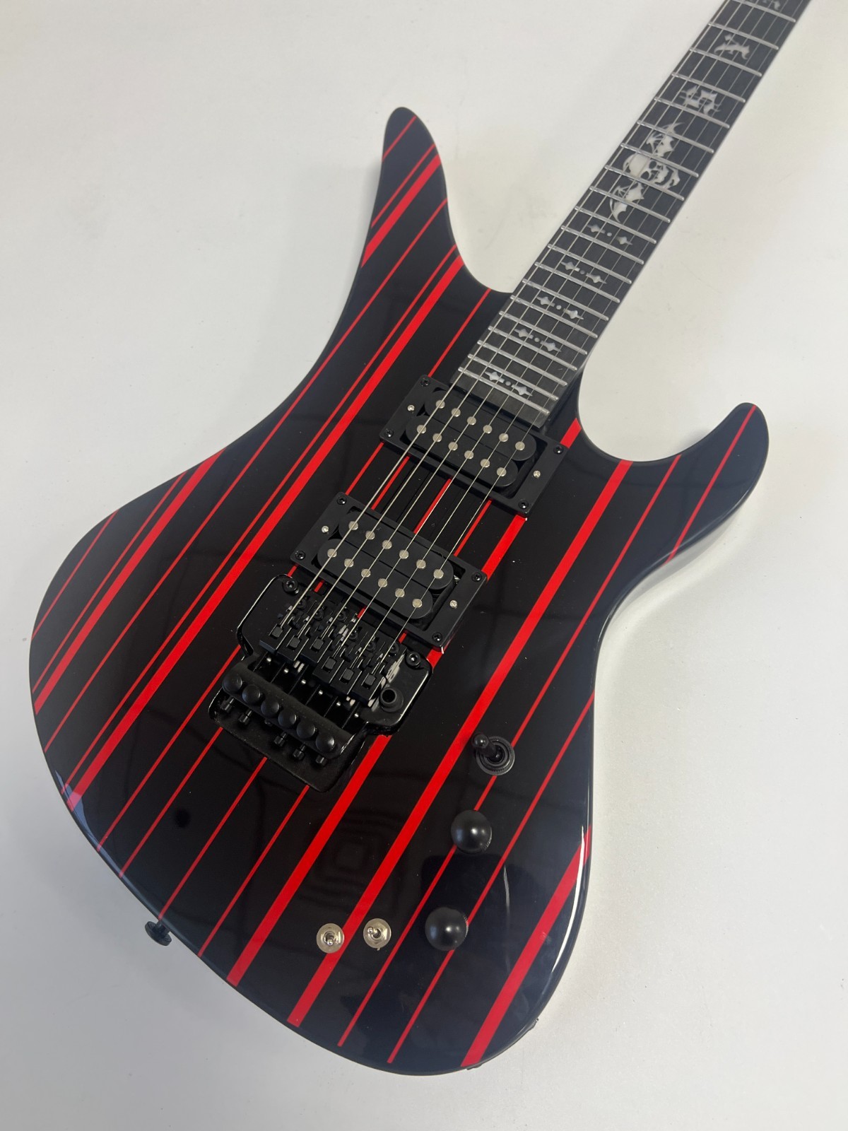 ShipUS Custom Synyster Gates Black/Red Electric Guitar Floyd Rose Tremolo 24Fret