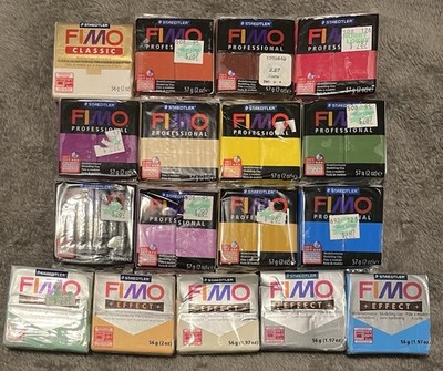 FIMO Professional, Classic & Effect Polymer Modelling Clay 2oz - Lot Of 17