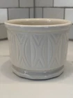 Vtg McCoy #394 Round Planter White Cream Molded Leaf Design Farm House