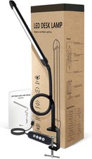 LED Desk Lamp with Clamp, Clamp Light 30 Adjustable Color Black