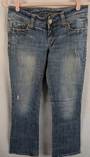 American Eagle Artist Flare Jeans Distressed Womens Size 4 Stretch Denim