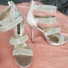 Nina New York Gold High Heels with jeweled straps, good condition Size 9