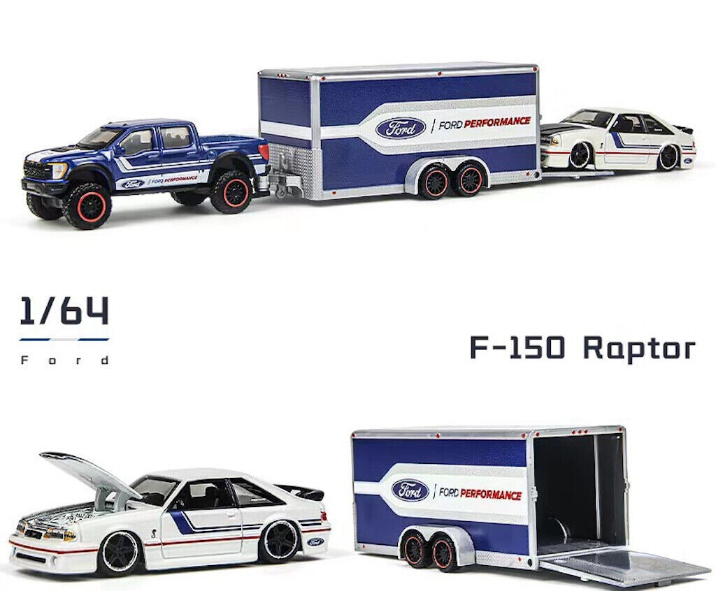 Voiture Miniature Maisto 1:64 Ford F150 Raptor Avec Remorque SVT Cobra 1993 - Neuf