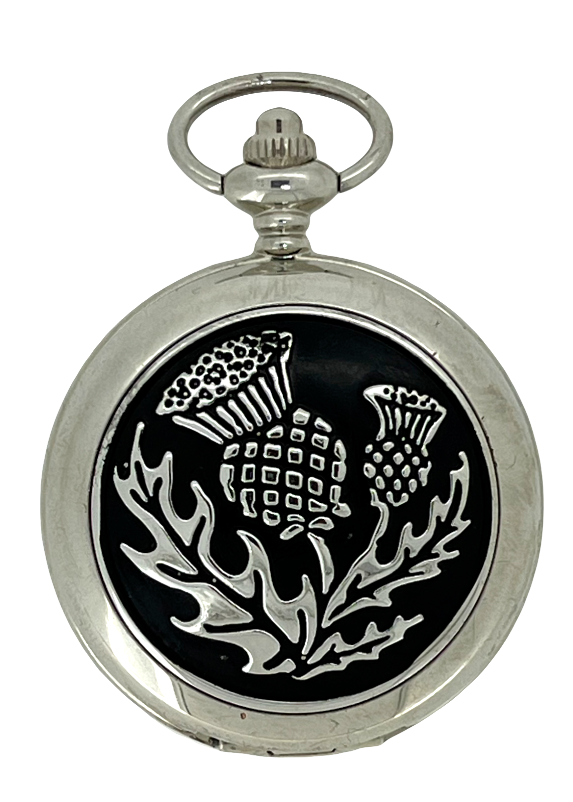 Scottish Thistle Design Silver Tone Quartz Pocket Watch by WESTIME WT5063.82Q