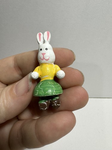 Vintage Osterhase Holz Ornamente 6er Set Miniatur Deko - Bild 11 von 23