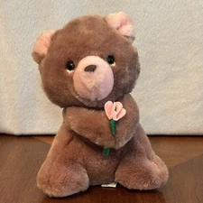 Russ Teddy Bear Rattle Plush *Bon Bon* Dusty Rose Baby Toy