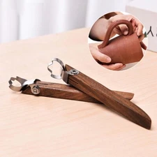 Wooden Handle Clay Pottery Tools Sculpture Scraper Loop Tool Ceramics Crafts USA