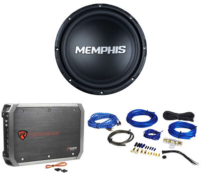 Memphis Audio SRX1240V 12'' 300w RMS SVC 4 Ohm Car Subwoofer+Amplifier+Amp Kit