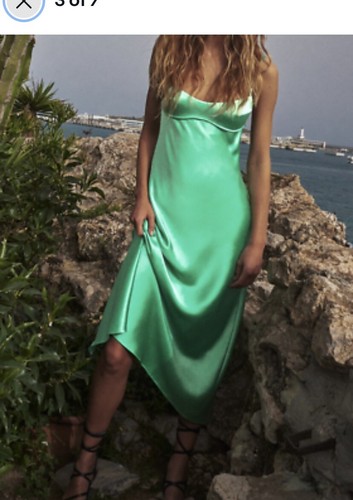 ZARA ð ð GREEN MIDI SATIN SLIP CAMISOLE DRESS 3304/361 SOLD OUT SIZE MEDIUM | eBay