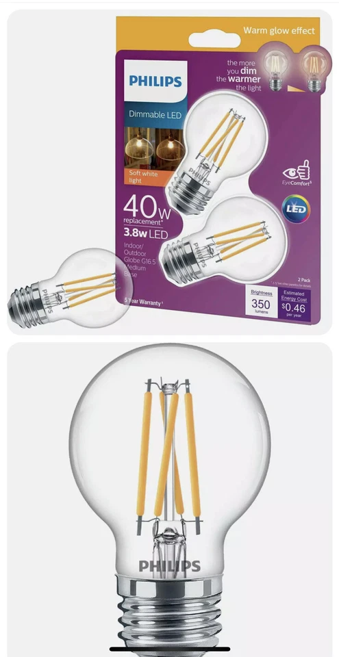 Philips Pack of 2 40W 4.5w LED Dimmable LED Eye Comfort With Soft White Light T5 - Image 4 of 4