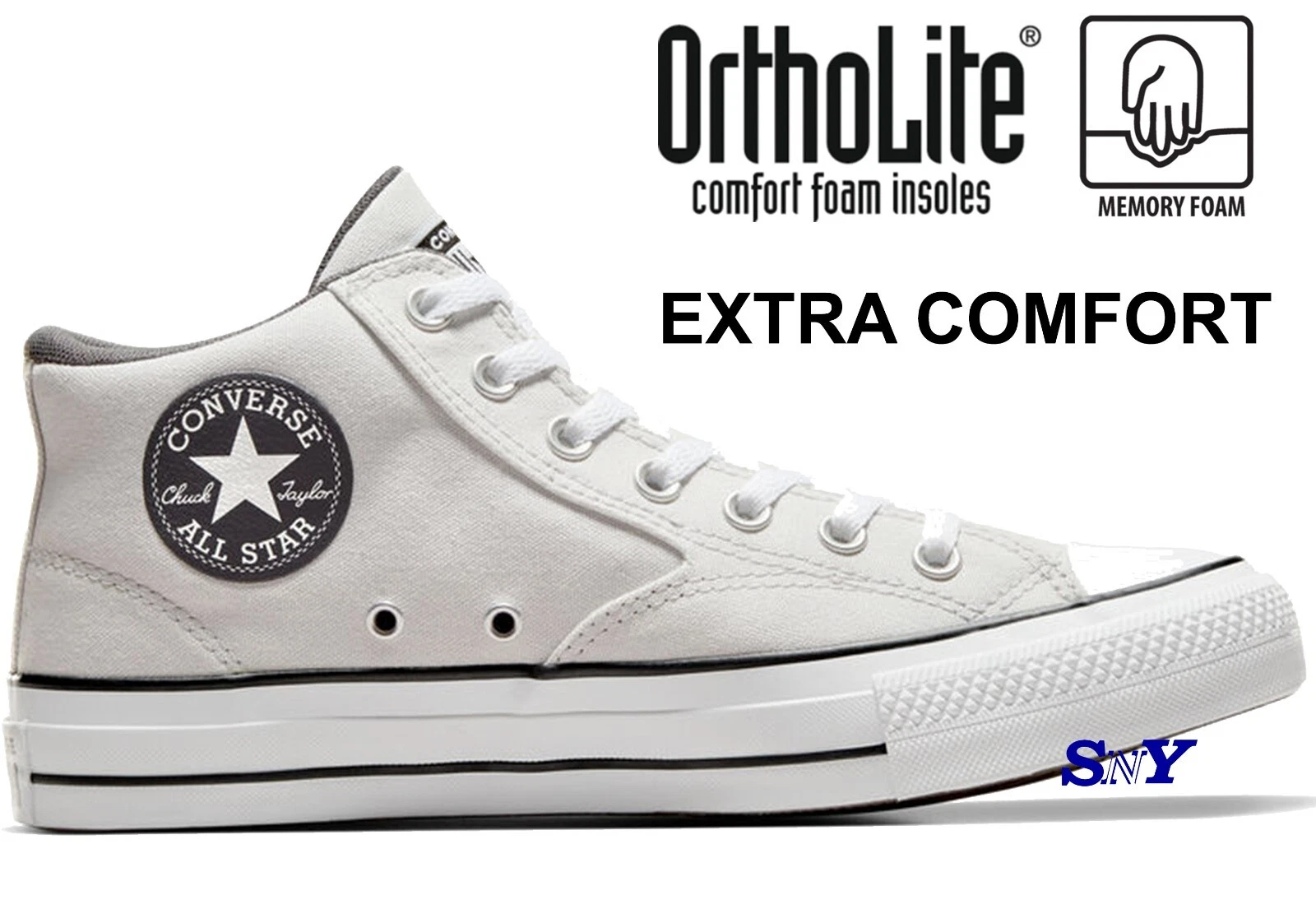CONVERSE Men's Chuck Taylor All Star Malden Street Mid Sneakers Gray Wide Kicks