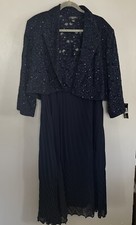 R M Richards Tapestry Midnight Blue  Black Paisley 2 Pc Dress Sz 22W N15