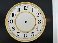 Clock Dial Arabic Numerals 8" Round White with Brass Trim USA made