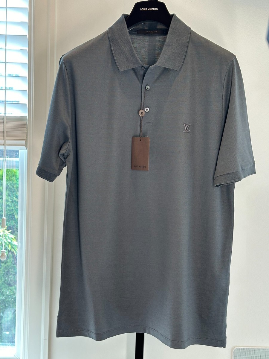 【Louis Vuitton 】ダークグレー ポロシャツ L LOUIS VUITTON Polo Shirt Grey XXL LV Monogram 100% cotton