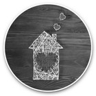 2 x Vinyl Stickers 20cm (bw) - Cute Home Heart Strings Love Family  #41380