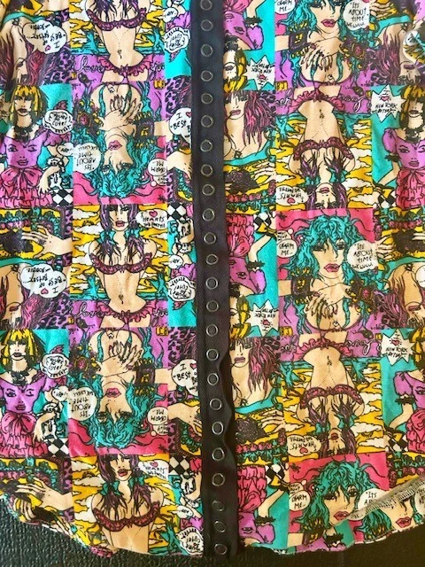 Chaqueta de mesa BETSEY JOHNSON Lulu Peplum impresión de dibujos animados cómic gráficos M Foto 3 de 4