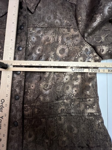 Coldwater Creek Jacket Women's Size 6 Brown & Shiny Gold Jacket Snap Front lined - Picture 5 of 18