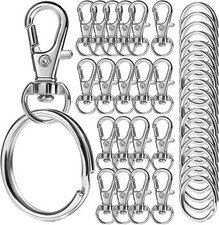LEOBRO Keychain, 40PCS Key Rings and Keychain Clip, Lobster Claw Silver