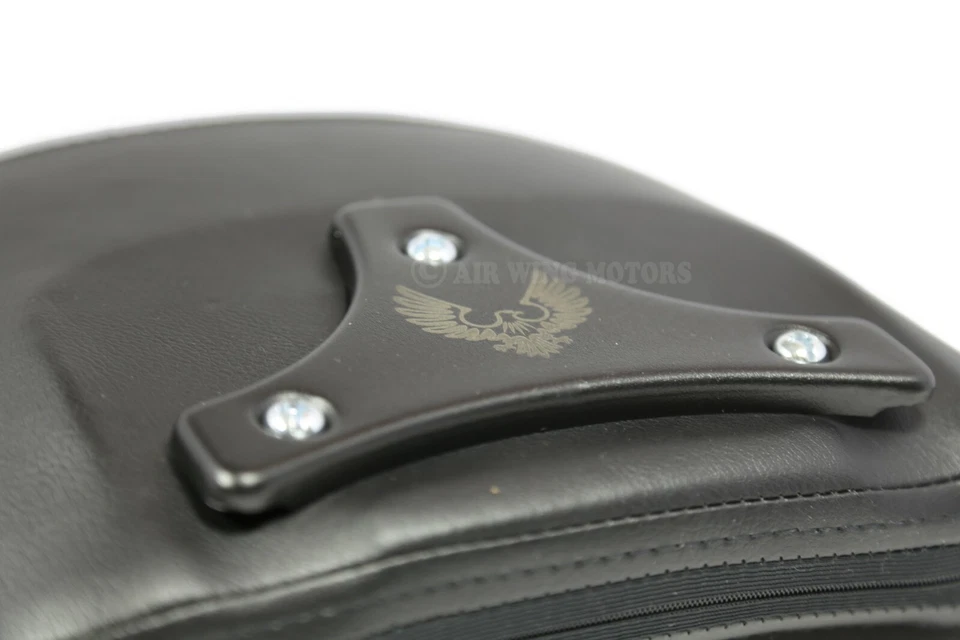 Sissy Bar Backrest Black Mount Kit Bracket Plate Engraved Eagle for HD Harley - Image 3 of 4