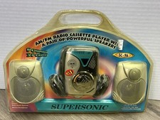 Supersonic Sc-96 Am Fm Radio Cassette Player Headphones Speakers New Vintage