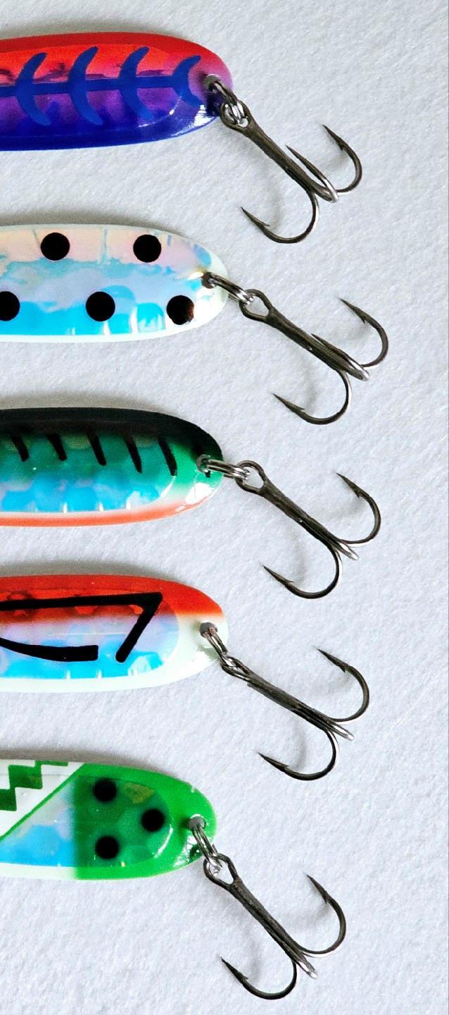 (Ct of 5) Kingfisher Tackle Proeye Magnum Trolling Spoons 3-3/4" VMC 1/0 Treble - Image 5