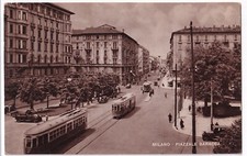 P00785 - CARTOLINA MILANO CITTA' - PIAZZALE BARACCA CON AUTO E TRAM - p/vg