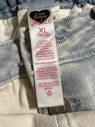 NWT Justice Care Bears Girl's Denim Skort Size XL 16/18 Blue &White - Picture 11 of 12