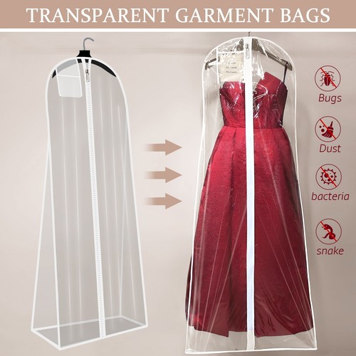New Transparent Wedding Dress Bridal Gown Dust Proof Storage Bag Garment Cover - Picture 10 of 12