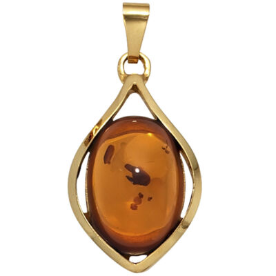 Pendant Real Amber Orange Brown 375 Gold Yellow Gold Choker Ladies