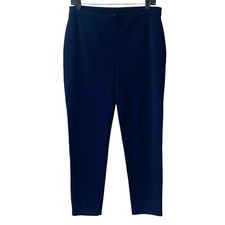 St John Caviar Alexa Knit Ankle Pants Slit Vented Hem Blue Womens Size 8 NWT