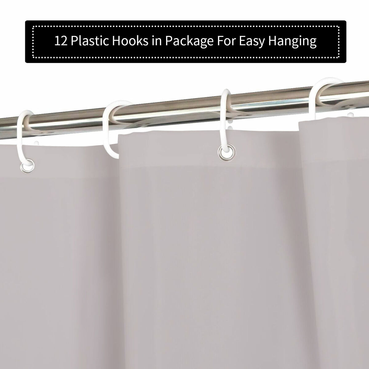 Bathroom curtains, lining with 12 hooks rust-proof metal grommets