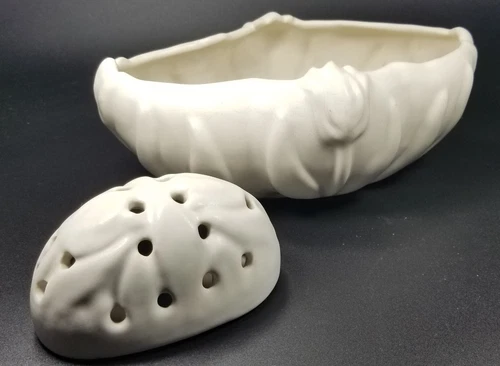 Vtg Van Briggle Arts Crafts Pottery Tulip Console Bowl Planter Vase Flower Frog