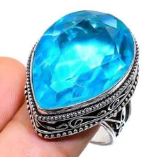 Blue Topaz Ring 925 Sterling Silver Ring Blue Topaz Gemstone Ring Women's Ring.
