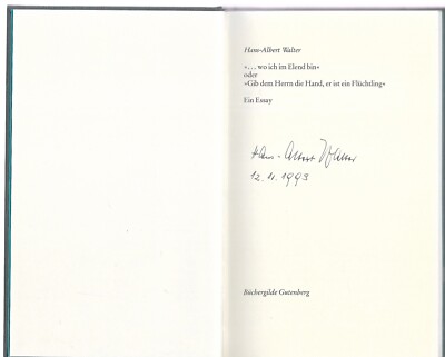 Hans-Albert Walter Wo ich im Elend bin Erstausgabe signiert